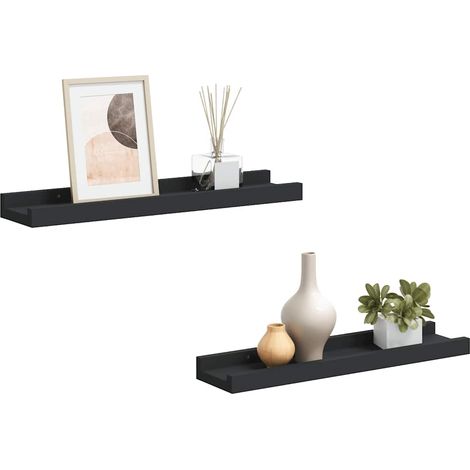 Maison Exclusive - Bilderleisten 2 Stk. Schwarz 40x9x3 cm MDF (1/5)