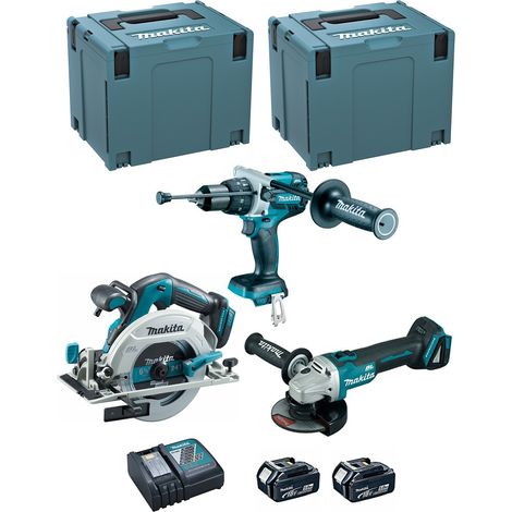 MAKITA Kit DLX3095PTJ (DHP481 + DGA506 + DHS680 + 2 x 5,0 Ah + DC18RC + 2 x MAKPAC 4) (1/5)