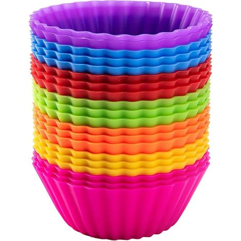 20 Moules à muffins, Silicone alimentaire sans BPA, Résistant 230°C, Lavable lave-vaisselle, 7 couleurs, Pour cuisson maison (1/5)