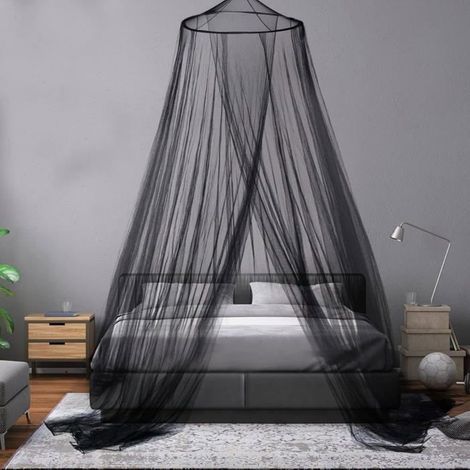 Moustiquaire dôme Noire pour lit Double, moustiquaire Pliable, résistante aux moisissures, Convient pour Camping, Maison, Jardin (1/4)