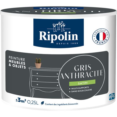 Peinture Meuble & Objet - Satin - 0,25L - Gris Anthracite - Ripolin (1/5)