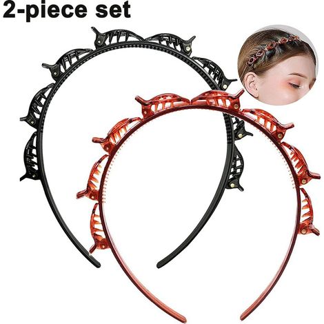 2 Pièces Bandeau avec Twist Clip, Coiffure Épingle à cheveux, Frisurenhilfe Rubans Antidérapants, Bandeau Épingle à cheveux Bandeau Parenthèses (1/5)