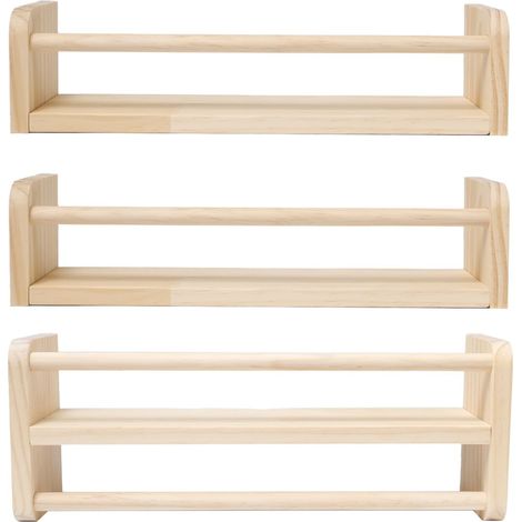 3 Pièces 40cm Flottante Bibliothèque Bois pour Chambre d'enfant (1/5)