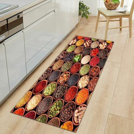 VURAHOME – Küchenmatte, Gewürz- & Geschirrserie, rutschfeste Küchenmatte für den Spülbeckenbereich, rutschfeste, saugfähige Bodenmatte, waschbare Dekomatte, 40 x 120 cm (1/5)