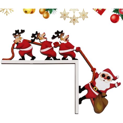 Décoration de Cadre de Porte de Noël, décoration Festive Double Face Panneau de Porte pour fenêtre de cheminée, fenêtre, Armoire, Salon, Chambre à Coucher (1/5)