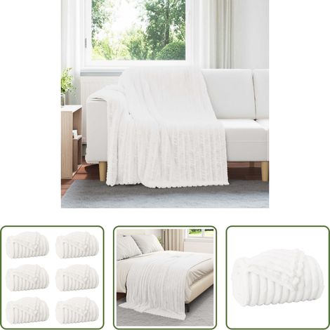 Couverture pour canapé -  Couvertures à jeter 6 pcs Blanc 200 x 150 cm Toison (1/5)