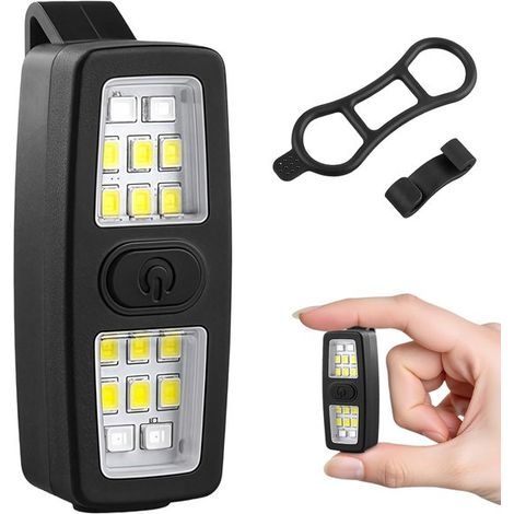 Linterna con clip，luces de seguridad recargables，luz de trabajo LED，linterna portátil manos libres para paseos nocturnos，color negro (1/5)