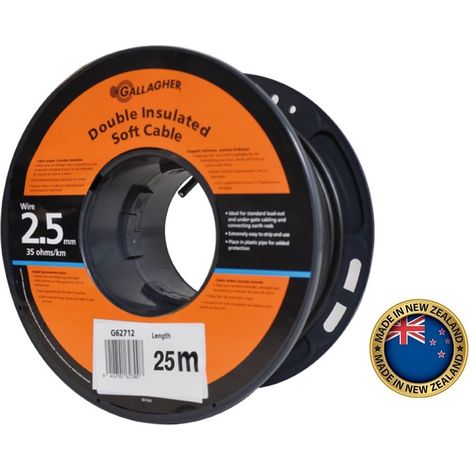 Cavo a Doppio Isolamento GALLAGHER 2,5 mm L.25 m 35 Ohm/Km per Messa a Terra di Recinti Elettrici