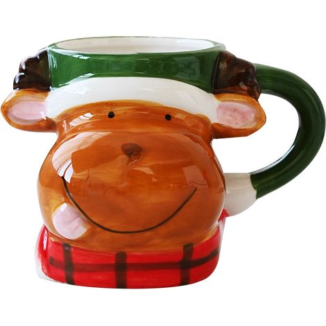 Mug Céramique 3D - Motifs Noël Père Noël Bonhomme De Neige Renne Pingouin - Pour Boissons Chaudes - Cadeau Festif - Lot De 4 (1/5)