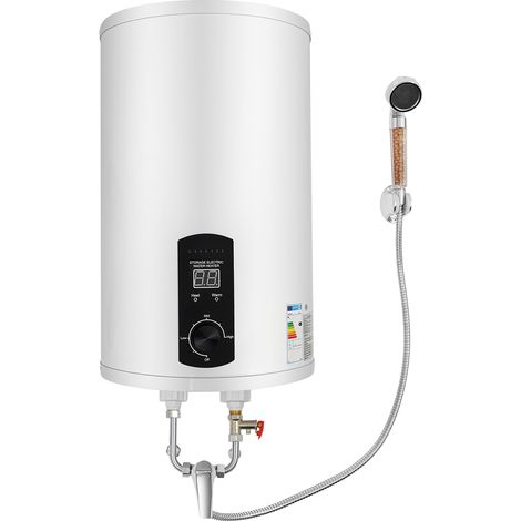 【Chauffage et ventilation】2000w 220VChauffe Eau Electrique,Écran Led Réservoir D'eau Chaude Chauffe-Eau Électrique Suspendu Avec Thermomètre Réglage (Blanc, 30L) [Classe énergétique A] (1/5)