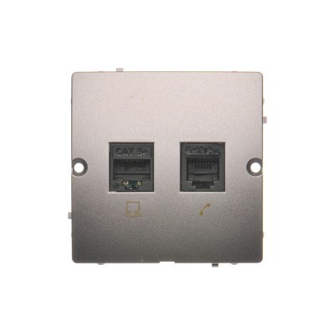 Prise Rj45 Cat.5e + Rj11 - Inox - 1 Pièce - Installation Domestique - Connectivité Réseau (1/5)