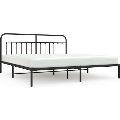 Maison Exclusive - Cadre de lit métal sans matelas avec tête de lit noir 193x203cm (1/5)
