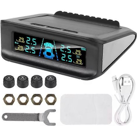 Wireless Solar Power Smart Car TPMS Tire Pressure Alarm System Car Safety Tire Pressure Monitor System Digital Display (1/5)
