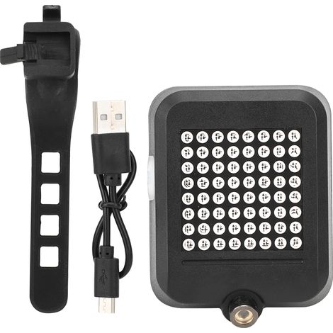 Feu arrière vélo intelligent rechargeable USB, clignotant vélo, signalisation virage, équipement cycliste noir (1/5)