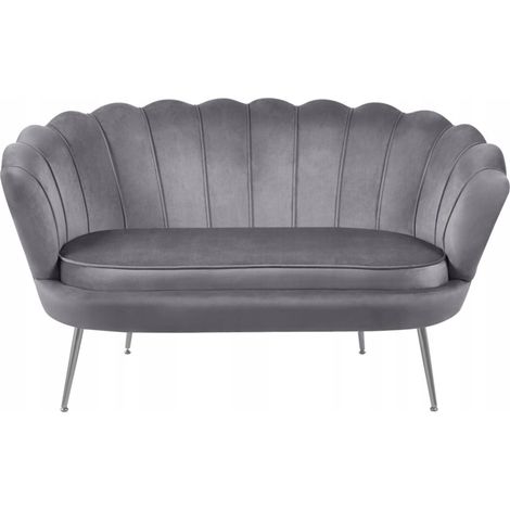 Divano da soggiorno a due posti Art Déco Furnitex imbottito in velluto GRIGIO (1/5)