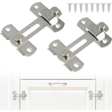 2 Serrures et Loquets à 180° pour Porte Coulissante, Verrou Noir Rotatif, Verrouillage Intérieur pour Chambre, Salle de Bain, Jardin, Porte de Grange, Placard, Cloison, Bois ou Métal
