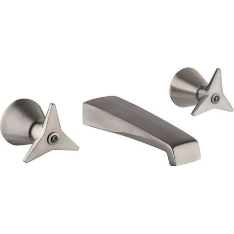 Rubinetto a tre fori batteria lavabo a muro in colore PVD inox spazzolato Mamoli Gio Ponti 45190000002F PVD Acciaio (1/4)