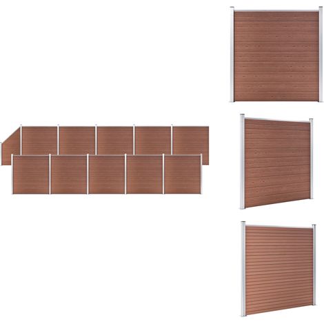 Zaunfelder - Living WPC Zaun-Set 10 Quadrate + 1 Schräge 1830x186 cm Braun (1/5)