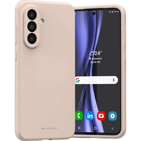 Custodia in silicone Mercury per Samsung Galaxy A36, colore rosa sabbia.