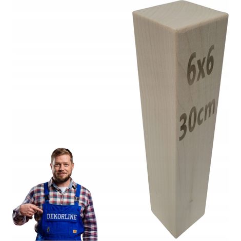 Pied de meuble - 6 x 6 x 30 cm - Bois d’orme - Prêt à peindre - Design élégant et durable