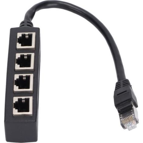 Adaptateur répartiteur RJ45 1 à 4 ports Transmission fluide Excellente connexion Adaptateur de câble réseau informatique pack (1/4)