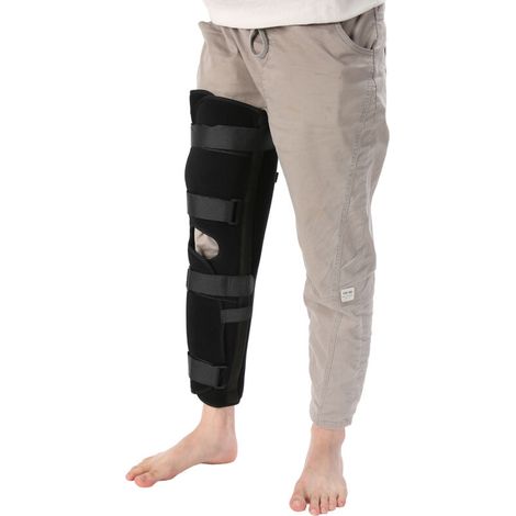 Attelle de genou ajustable légère avec plaque en acier - Immobilisateur confortable pour soutien et stabilité (1/5)