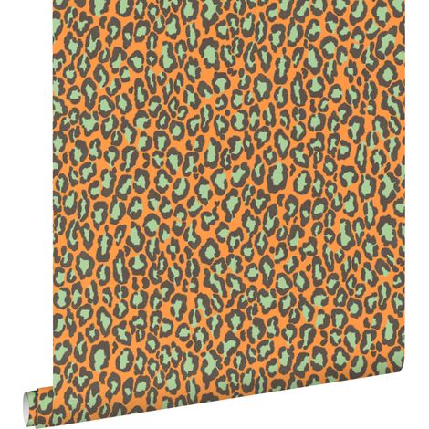 papier peint peau de léopard orange et vert  - ESTAhome (1/5)