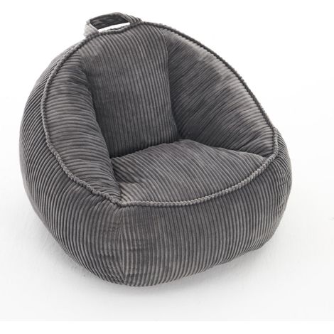 Pouf a sacco in tessuto morbido grigio chiaro, seduta ergonomica per bambini, taglia piccola (1/3)