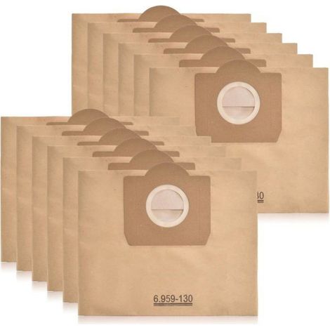 Sacs À Poussière - Papier Microfiltration 2 Couches - Pour Aspirateurs Eau Poussière Kärcher WD3 A2201 A2204 A2251 A2554 A2604 - Lot De 12 (1/5)