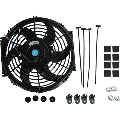 Ventilateur de radiateur électrique universel de 10 pouces, 12 V, 80 W, avec moteur à pales à poussée et à traction. (1/5)