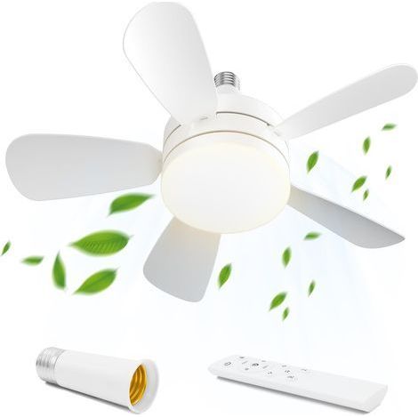 Deckenventilator mit integriertem Licht, Deckenlampe mit E27-Fassung, 3 Geschwindigkeiten einstellbar für Schlafzimmer und Wohnzimmer (1/5)