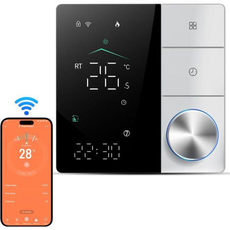 Sjlerst – Thermostat Wi-Fi intelligent pour climatisation – Programmable avec contrôle par application – Écran tactile – Économies d'énergie