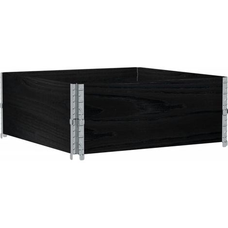 Colliers de palette 2 pcs noir 100x100 cm bois de pin solide