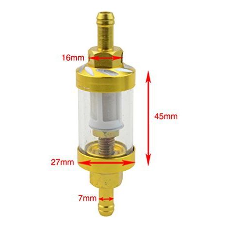 WOOSTAR CNC Transparent Oil Filter, Gold Fitting for ATVs, Motorcycles, and Scooters (1/4)