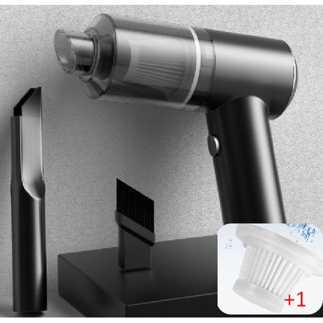 Aspirateur de voiture/maison rechargeable Violent, mini aspirateur portable sans fil avec batterie intégrée, noir standard + filtre Hypa 1 (1/5)