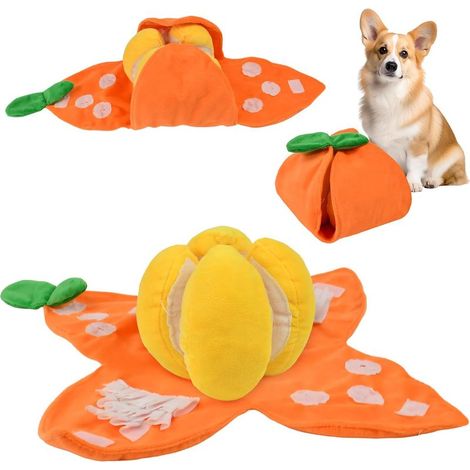 Jouet interactif 5-en-1 pour chien : couineur, papier froissé, fouille. Idéal petit, moyen, grand chien. Orange, 40 cm. (1/5)