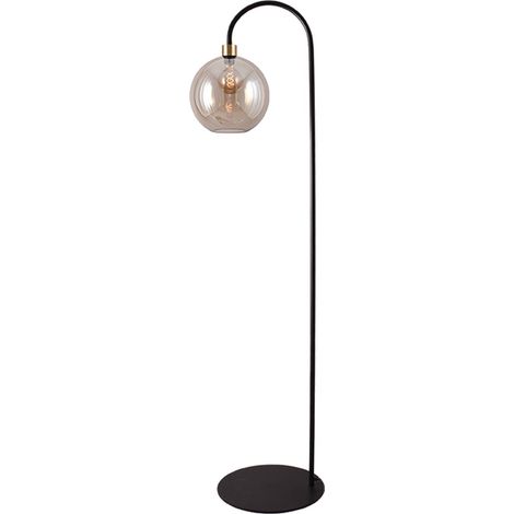 Lampe de pied Lazise noir avec verre doré et ambré - 1644-02-02-30 (1/2)