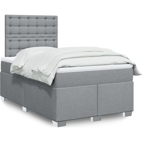 Boxspringbett mit Matratze Hellgrau 120x200 cm Stoff