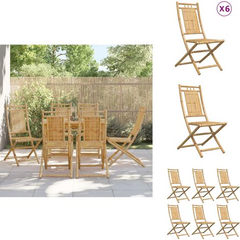 Chaises pliables de jardin lot de 6 46x66x99 cm bambou - Chaise De Jardin - Chaise Pliante - Mobilier De Jardin - Bambou - Extérieur (1/5)
