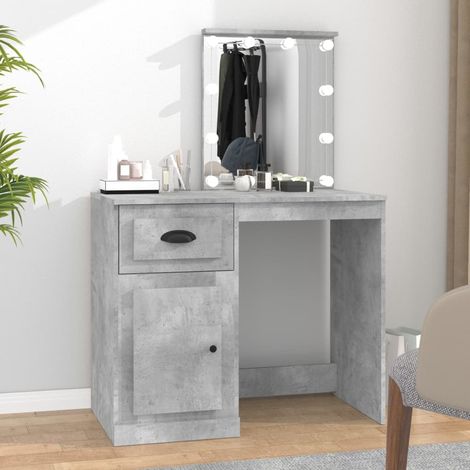 Coiffeuse avec LED, Table de maquillage, Meuble coiffeuse gris béton 90x50x132,5 cm bois d'ingénierie RDS4403 (1/5)