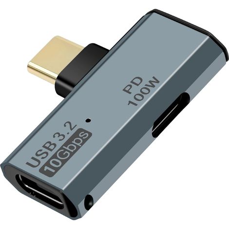 USB-C-auf-Dual-USB-C-Splitter-Adapter mit 100-W-PD-Ladeanschluss und USB-C-3.1-Datenübertragung für iPhone 15 Pro Max, Google TV, MacBook, Samsung Galaxy S22/S23 (Grau)