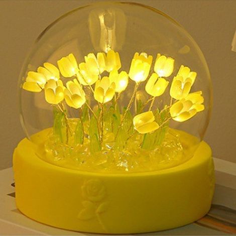 1 Veilleuse tulipe à monter soi-même, fleur artificielle orientable, décoration chambre, cadeau enfants et couples (1/5)