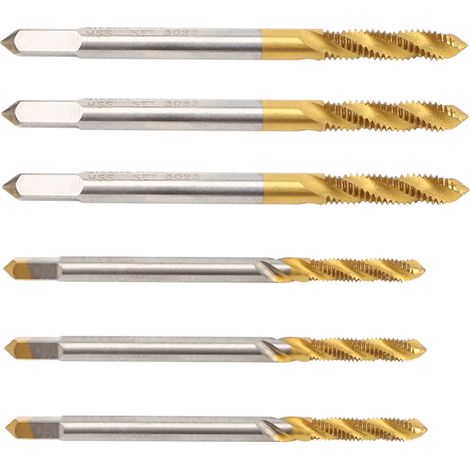 Jeu de 3 tarauds hélicoïdaux, outil à main, accessoires, acier rapide, M3, M4, or, argent (1/5)