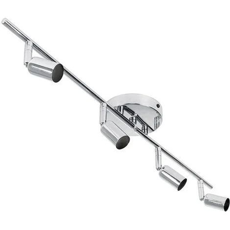 Plafonnier LED - Barre de 4 spots réglables - 70 cm - Finition chromée - Pour salon cuisine couloir - 4 x douille GU10 (1/5)