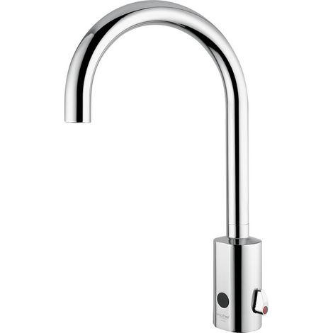 Mezclador electrónico de lavabo con fotocélula serie CURVE con caño alto fijo y alimentación por pilas - Idral