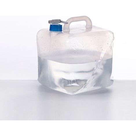 Tanica d'acqua pieghevole da 10 litri per campeggio, senza BPA, trasparente/blu (1/5)