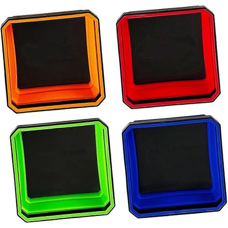 Ensemble de 4 plateaux pliables magnétiques pour outils et pièces, comprenant des bols carrés pliables en silicone de 11,5 cm avec base magnétique double face. (1/4)