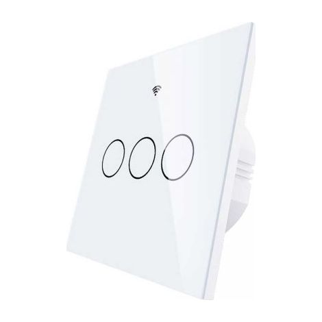 Interruttore Da Parete Touch 3 Tasti, WIFI 2.4G+BLE+RF 433MHz, Bluetooth BLE Mesh TUYA, Smart Life, 10A, AC 90-250V, 50/60HZ, 86X86X30mm Per Scatola 502, IP20, Bianco, SH9443W