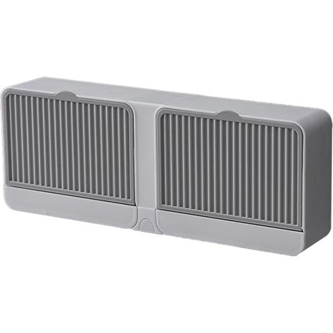 Jabonera de pared con ventosa, doble compartimento con desagüe automático, para baño y cocina. (1/5)
