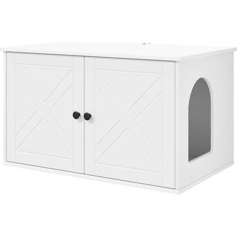 vidaXL  Cat House  White 85 x 55 x 50.5 cm Engineered Wood